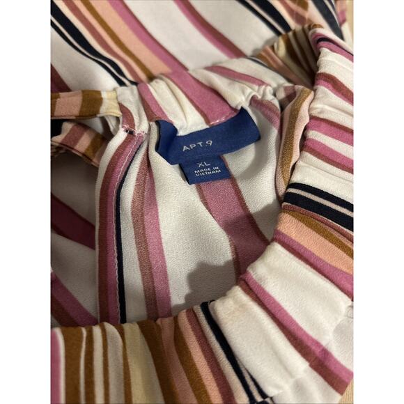 Apt.9 Women's Size XL Sleeveless Striped Tie Back Shift Dress High Neck Pullover - Picture 8 of 11